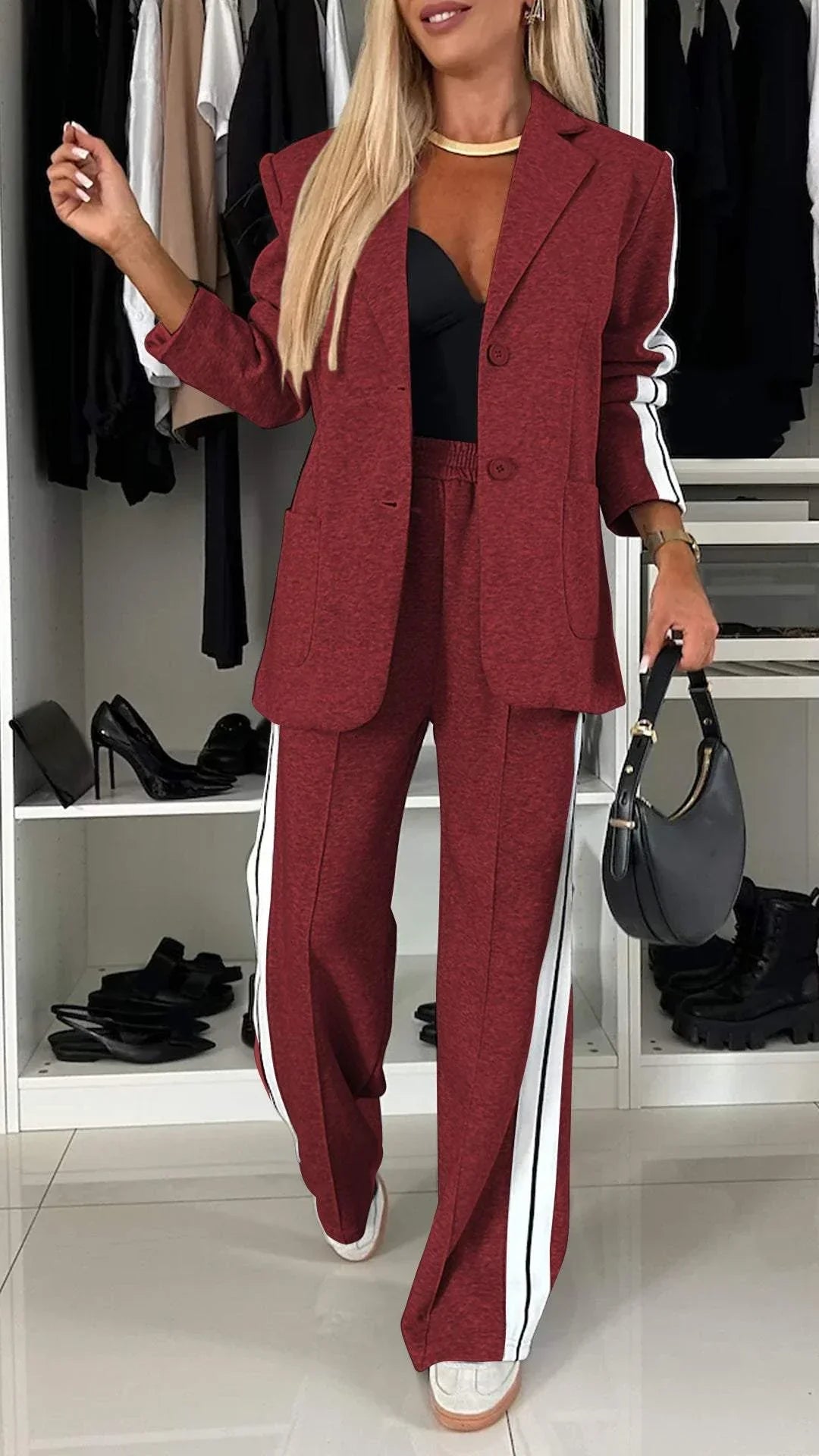 Elegant women's suit with lapels