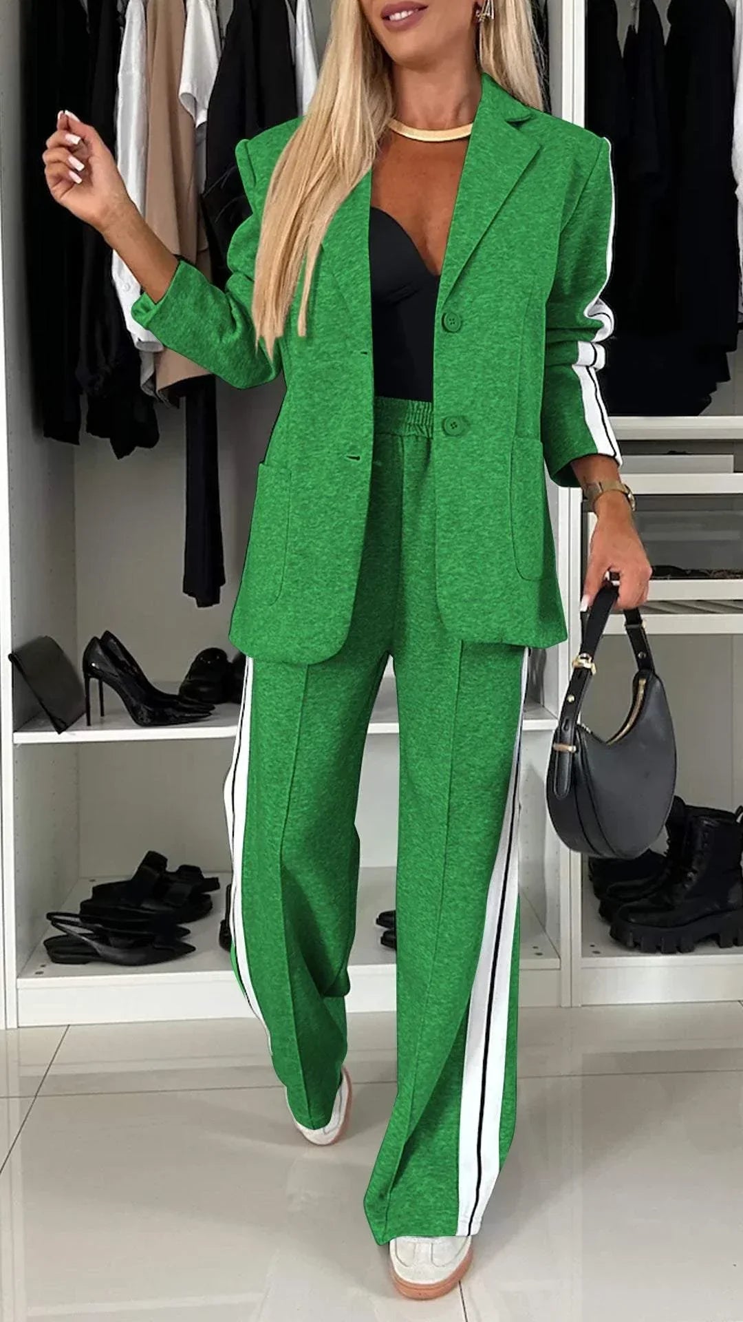 Elegant women's suit with lapels