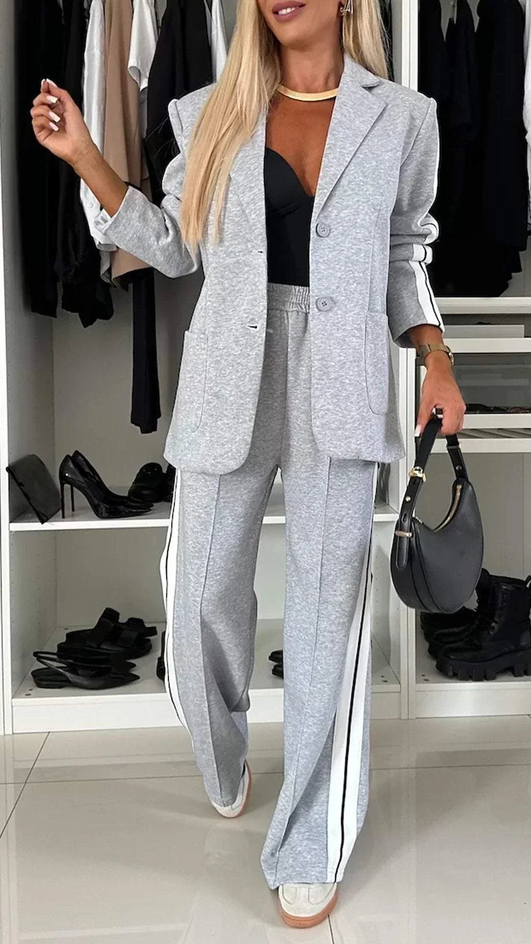 Elegant women's suit with lapels