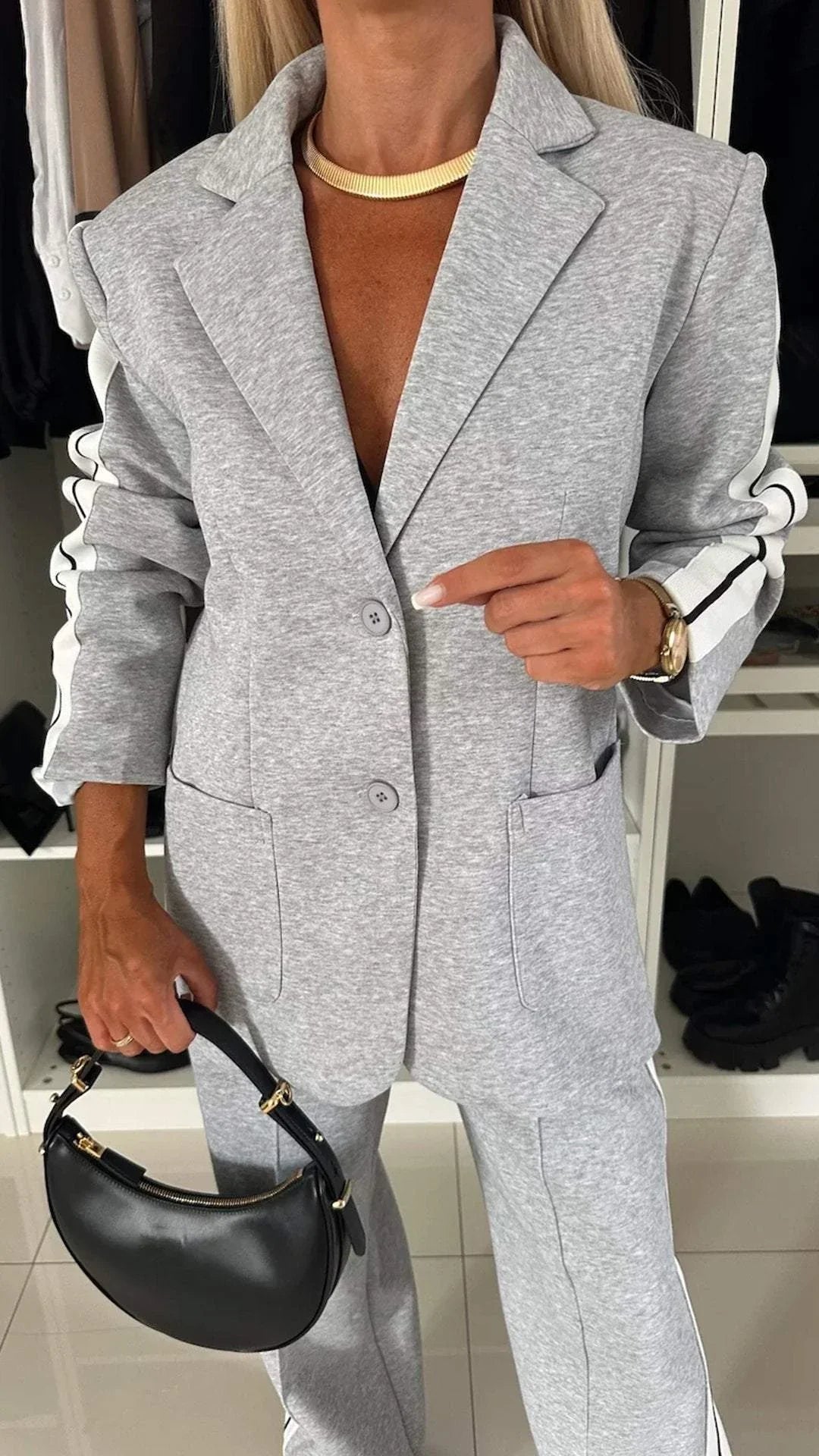 Elegant women's suit with lapels
