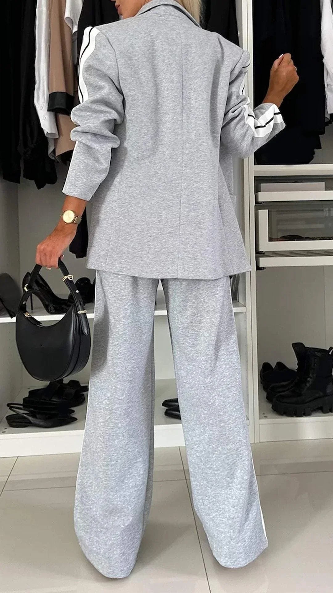 Elegant women's suit with lapels