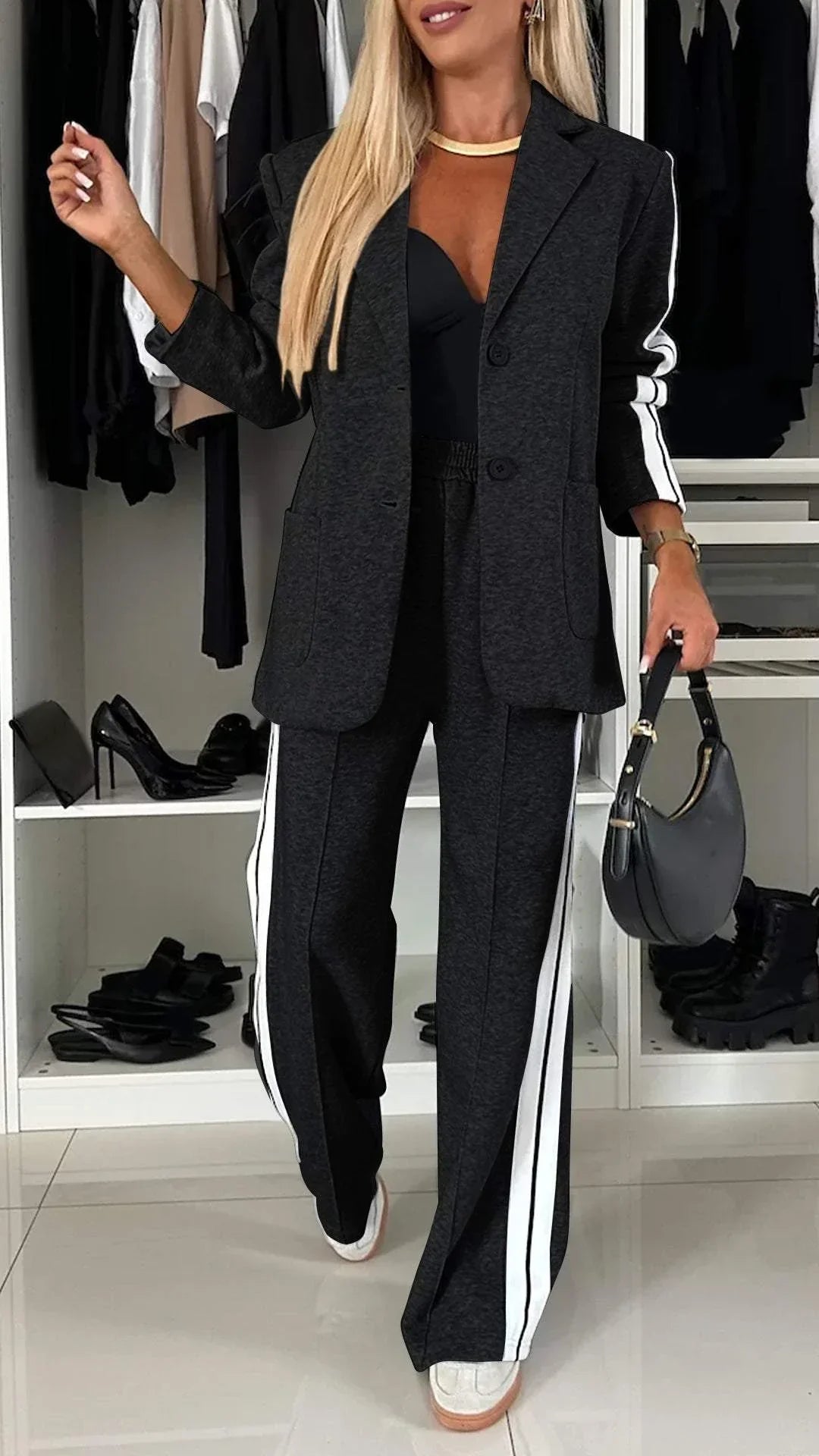 Elegant women's suit with lapels