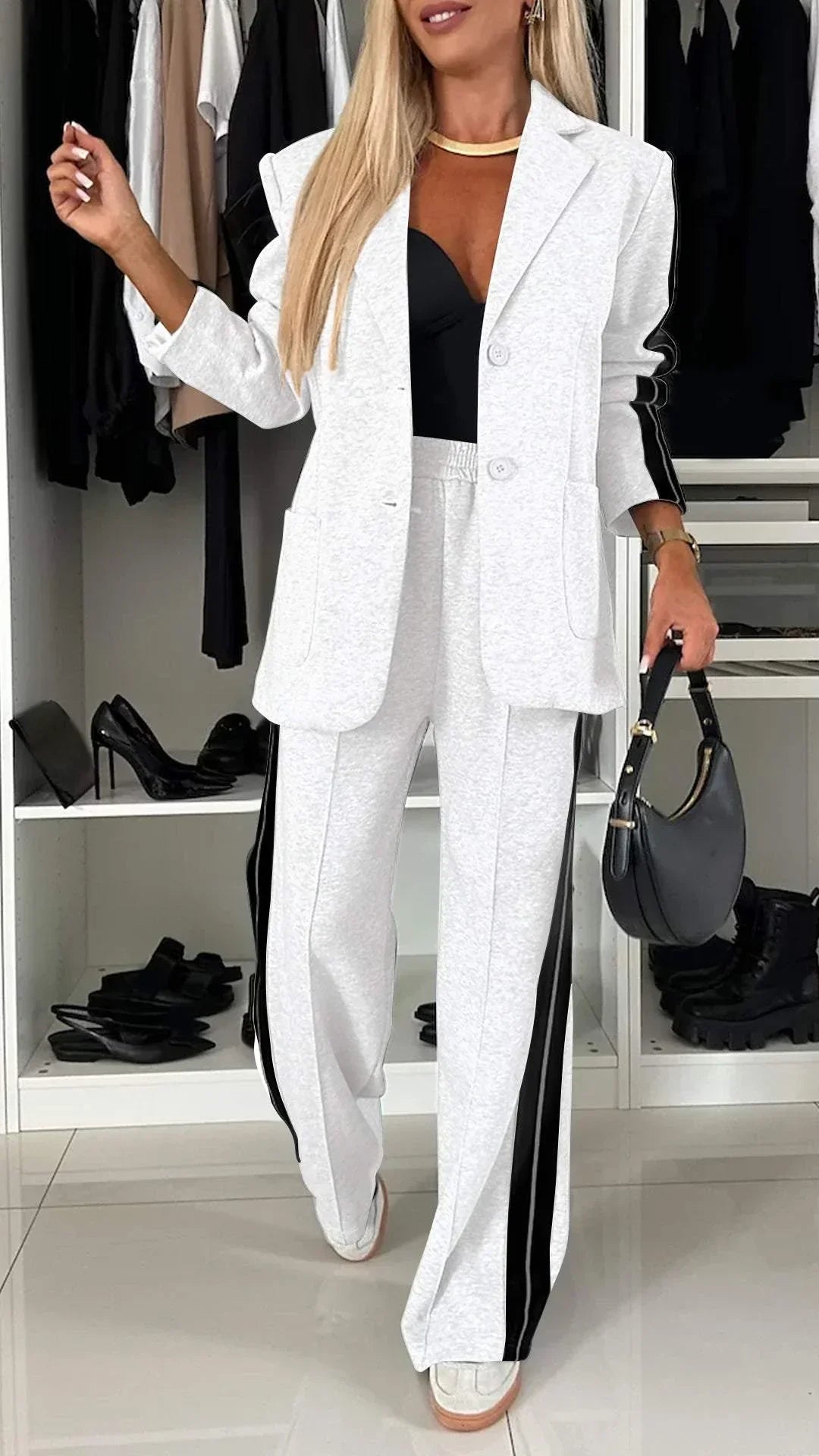 Elegant women's suit with lapels