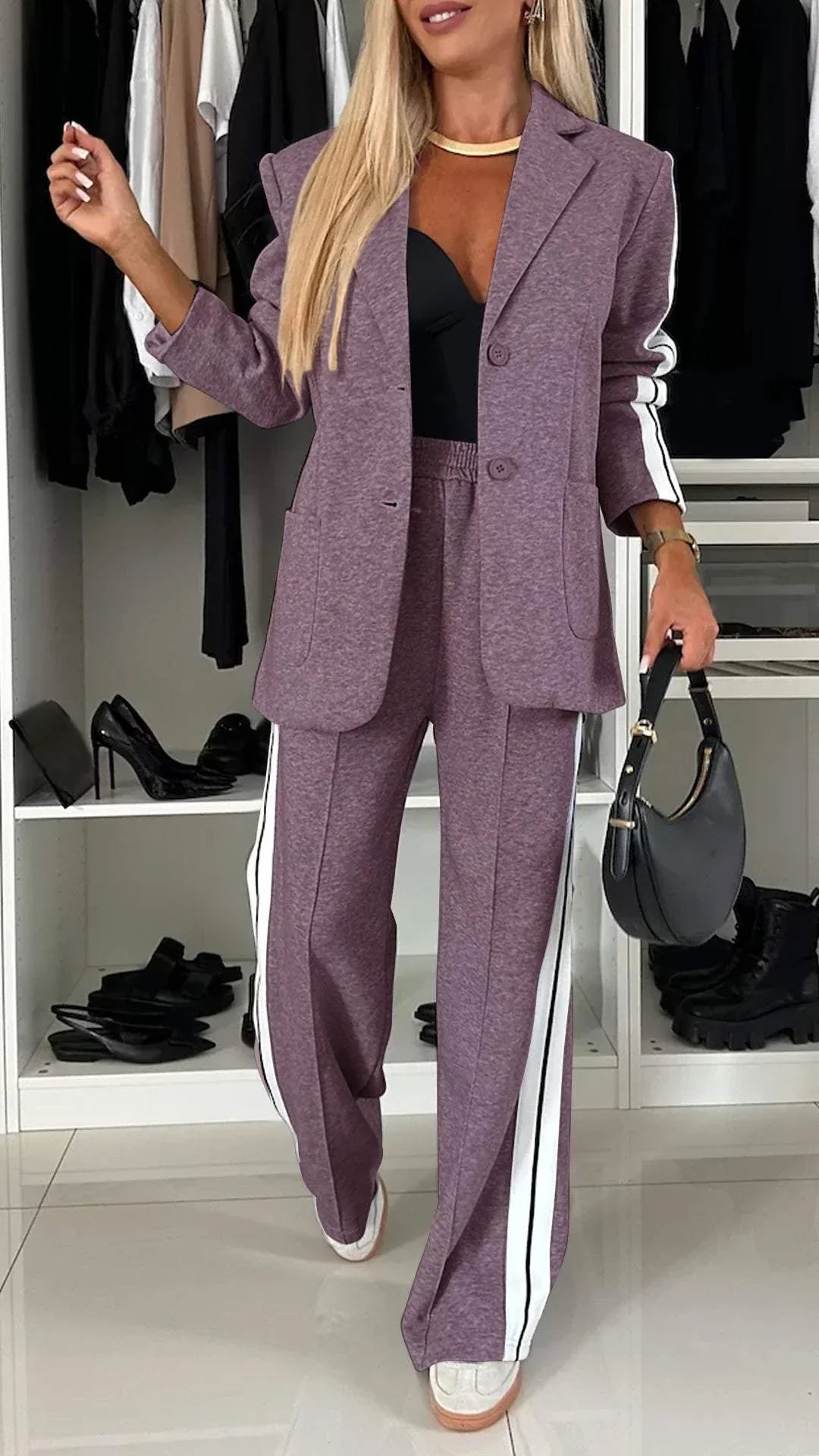 Elegant women's suit with lapels