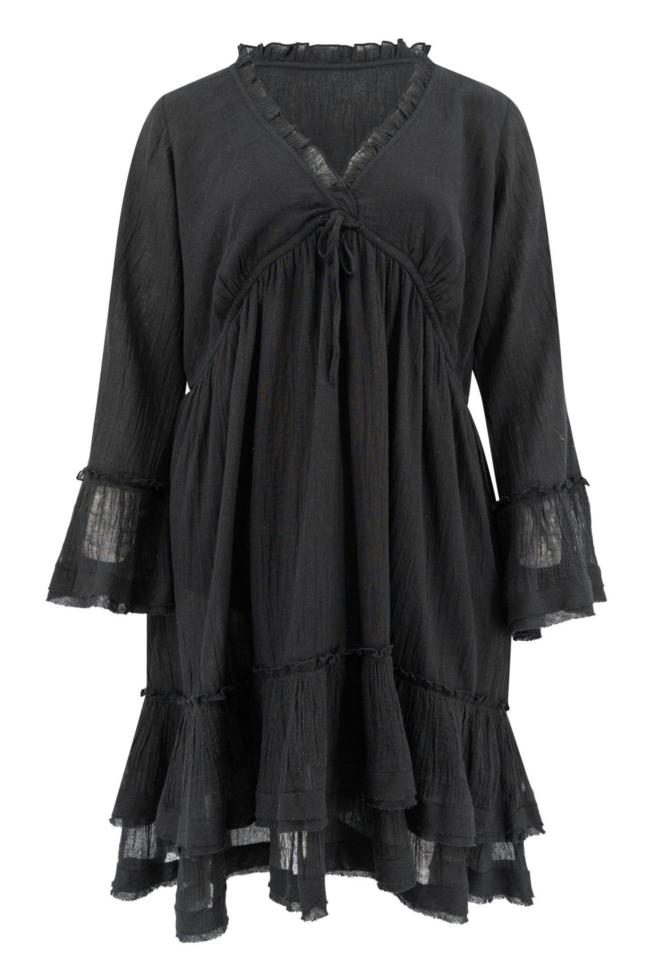 Elegant mini dress with ruffles and long sleeves