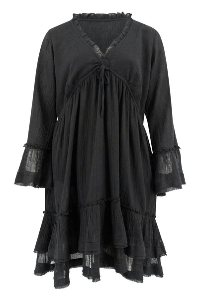 Elegant mini dress with ruffles and long sleeves