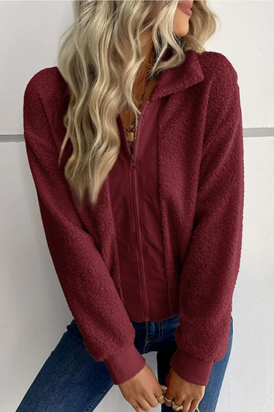 Emma - Zip-up Sherpa Collar Jacket with Pockets