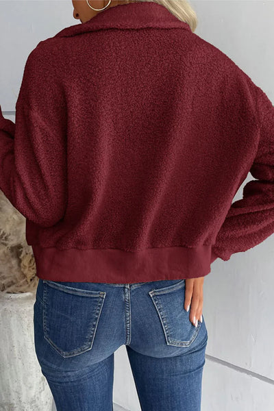 Emma - Zip-up Sherpa Collar Jacket with Pockets