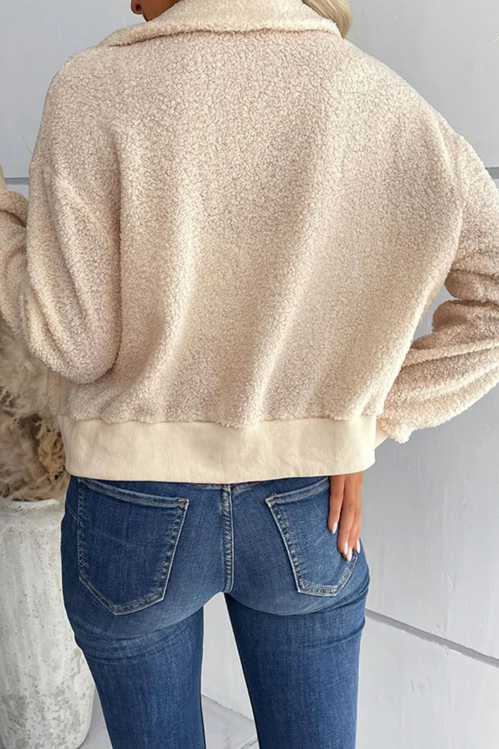Emma - Zip-up Sherpa Collar Jacket with Pockets