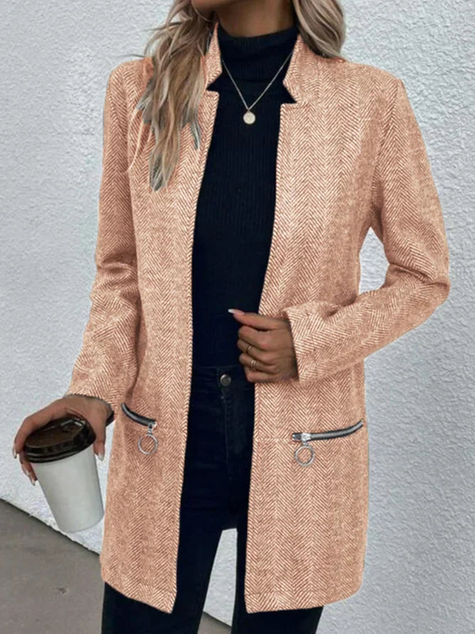Women's Casual Mid-Length Loose Fit Zip-Up Jacket