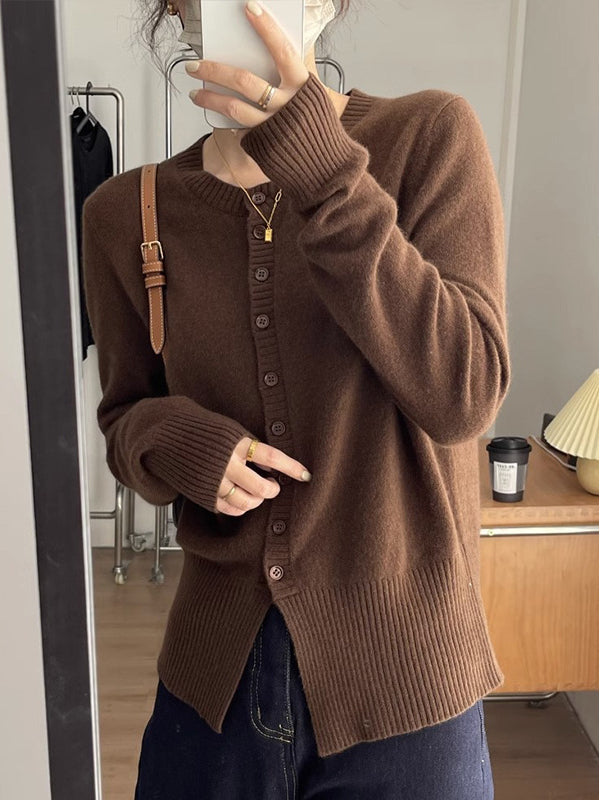 Women's Ribbed Knit Cardigan - Casual Soft Bowknot Fall Sweater