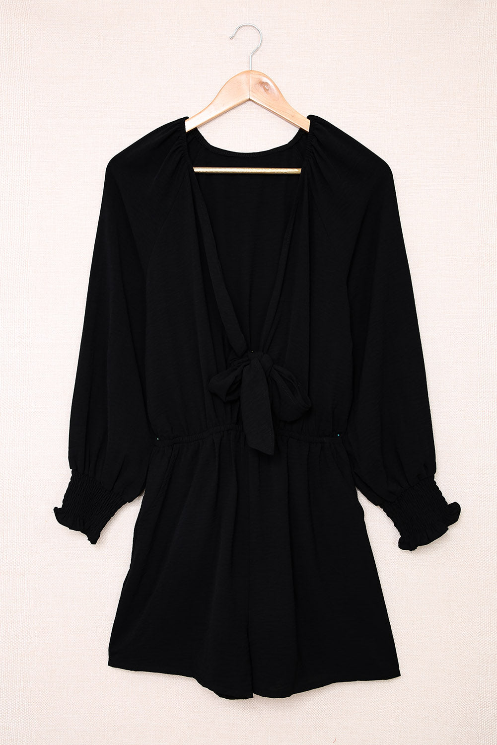 Linda - Deep V-neck Jumpsuit with Tied Ruffle Sleeves