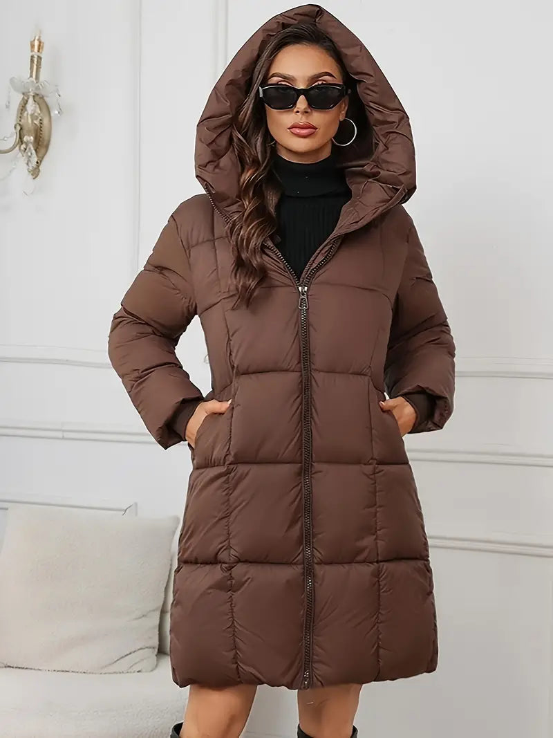 Women's Long Winter Coat with Hood - Style and Protection