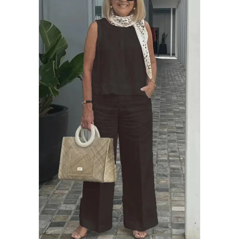 Yasmin - Casual two-piece solid color set