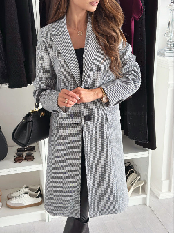 Elegant women's long coat with button closure