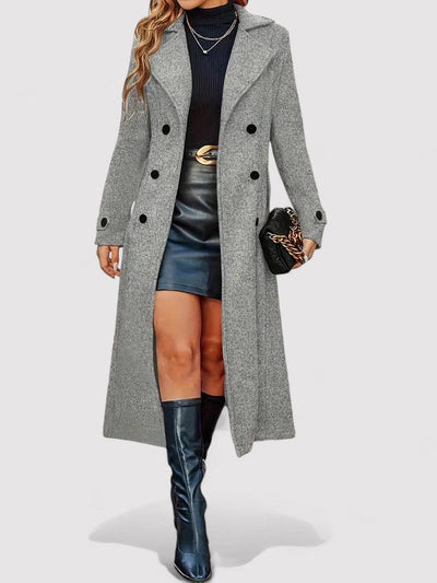 Long double-breasted coat with elegant design
