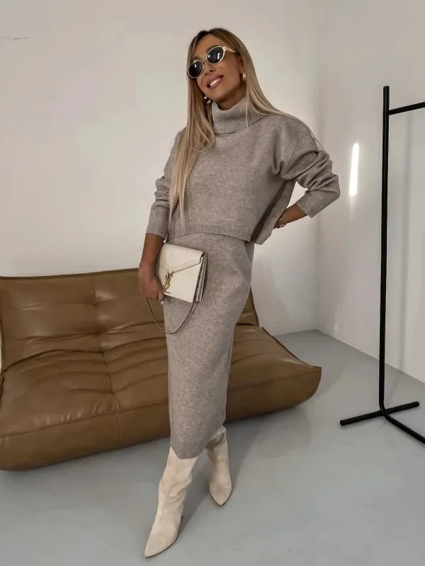 Turtleneck sweater and dress set