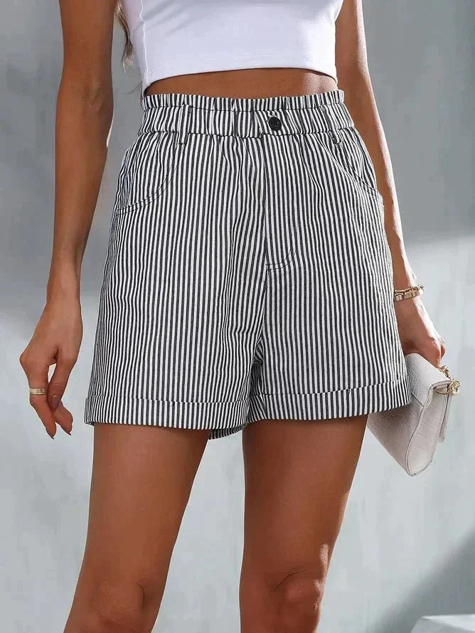 Mila - Casual Loose Striped Print Short Pants