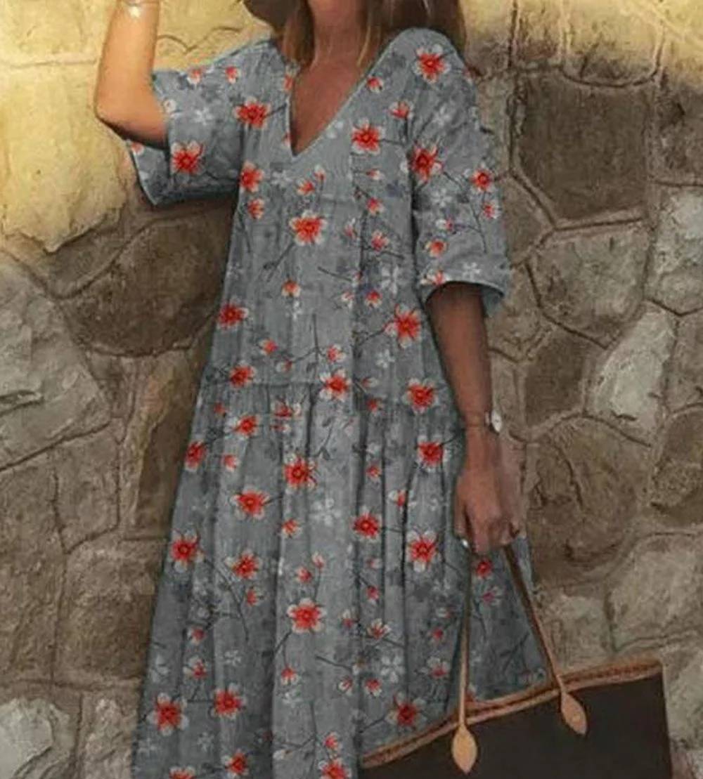 Claudia - Casual V-neck dress with floral print