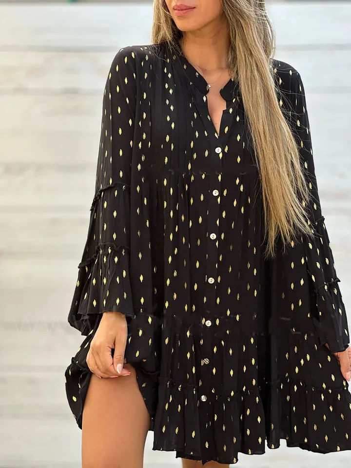 Diana Fashion Bell Sleeves, Loose Fit, Casual Dress