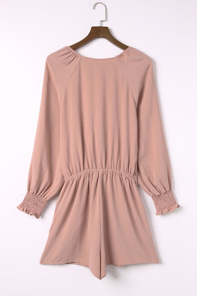 Linda - Deep V-neck Jumpsuit with Tied Ruffle Sleeves