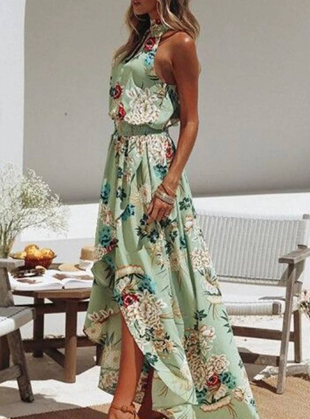 Karla - Floral Print Round Neck Dress