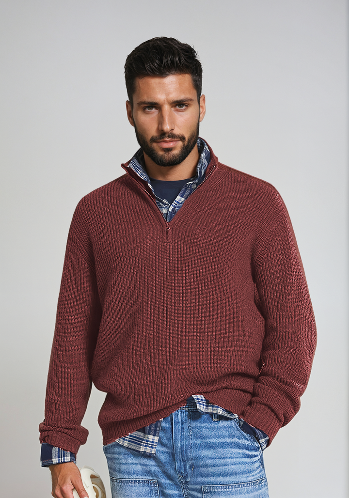 Modern zip-up sweater for men