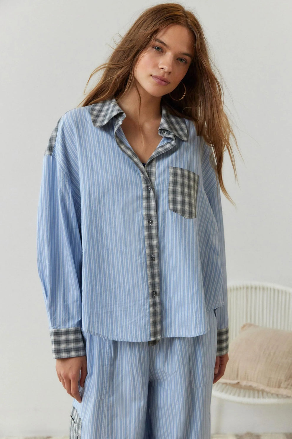 Women's two-piece plaid pajama set