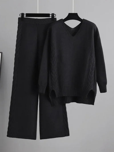 Elegant two-piece set: long-sleeved sweater and pants