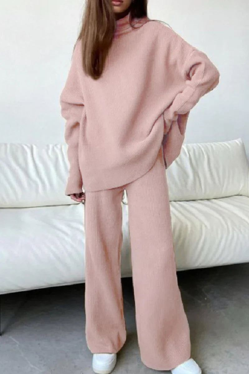Two Piece Set High Neck Long Sleeve Elegant Patch Design