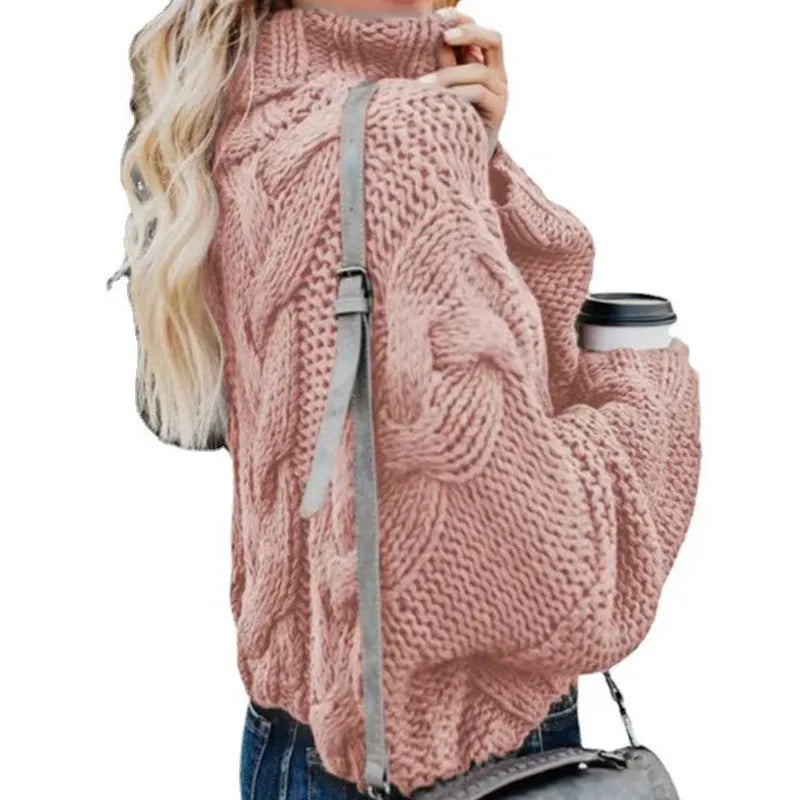 Mireia - Sweet and elegant solid half turtleneck sweater