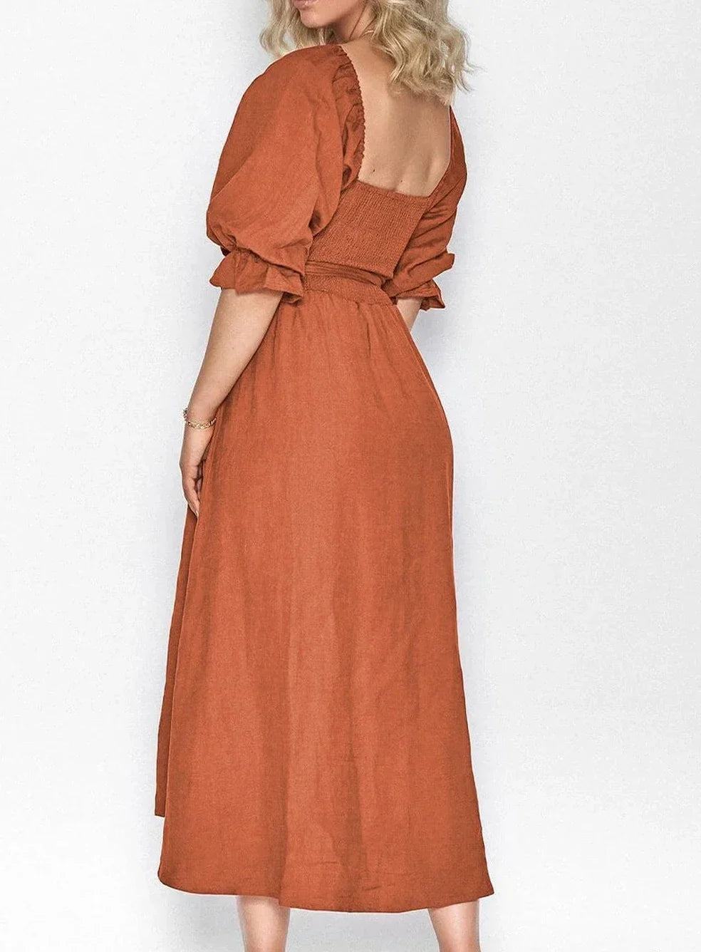 Evelyn - Elegant A-line Dresses with Square Neck and Solid Ruffles