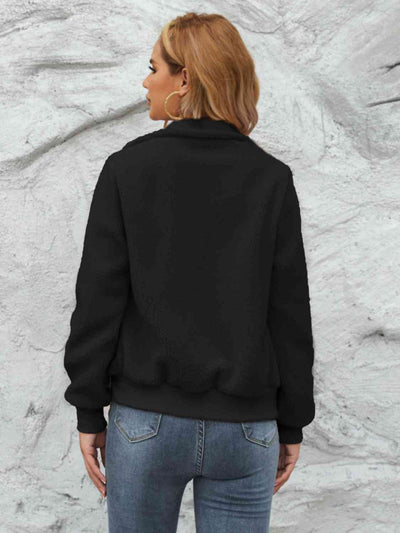 Women's Long-Sleeved Jacket with Collar and Zipper – Ideal for All Seasons