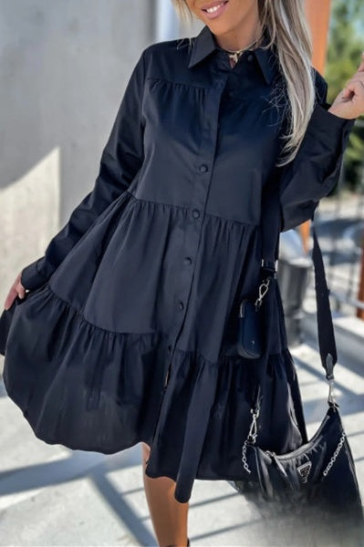 Evelyn Women's Casual Dresses with Fixed Buckle and Turn-Down Collar