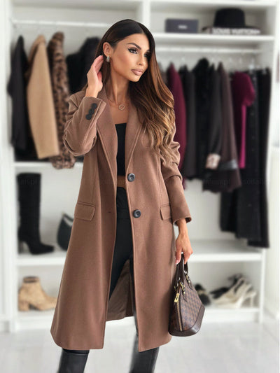 Elegant women's long coat with button closure