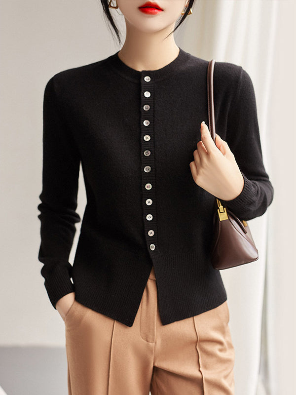 Women's Ribbed Knit Cardigan - Casual Soft Bowknot Fall Sweater