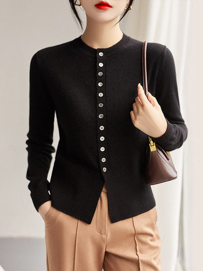 Women's Ribbed Knit Cardigan - Casual Soft Bowknot Fall Sweater