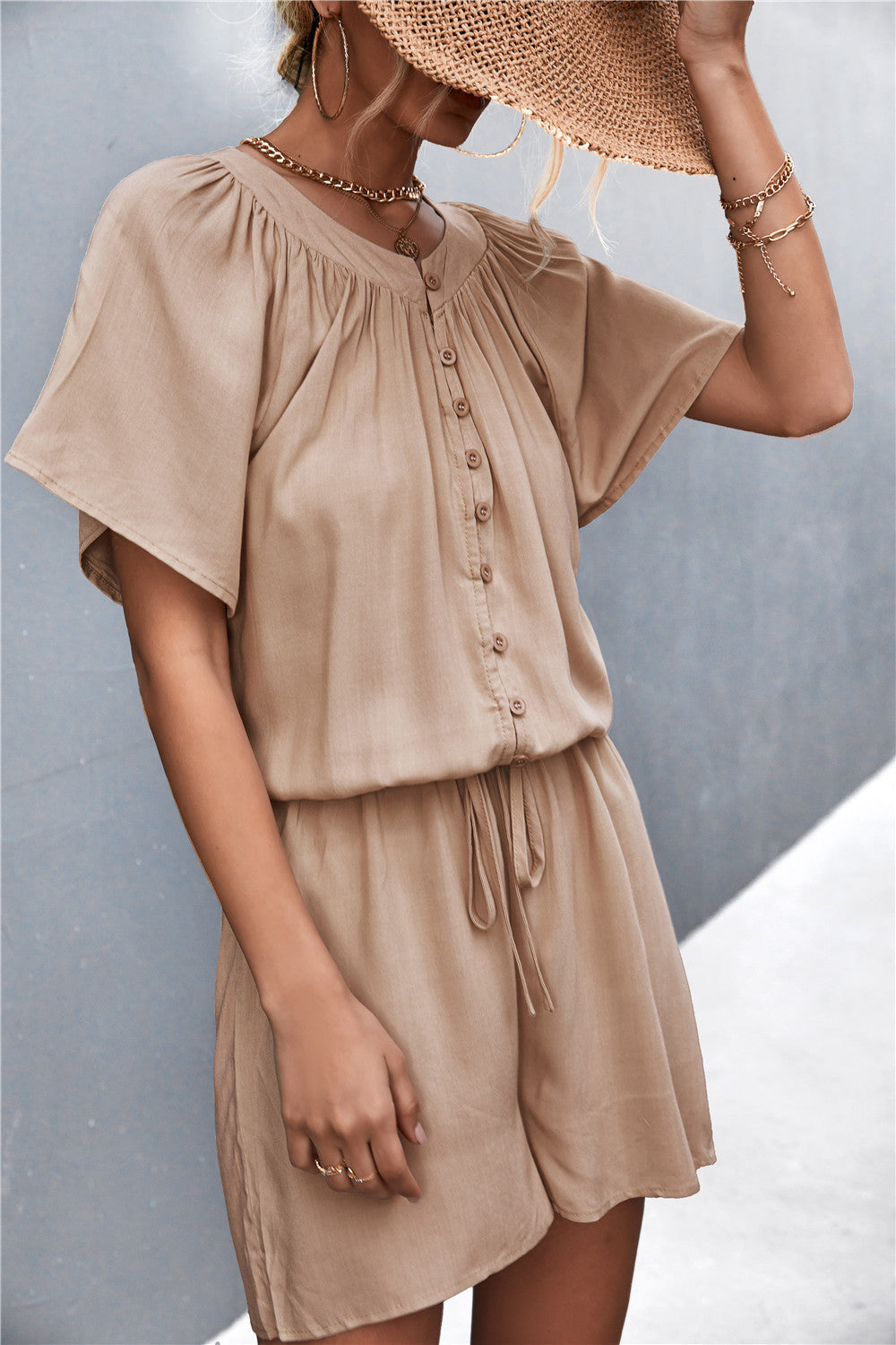 Ada - Jumpsuit with buttoned gathering detail