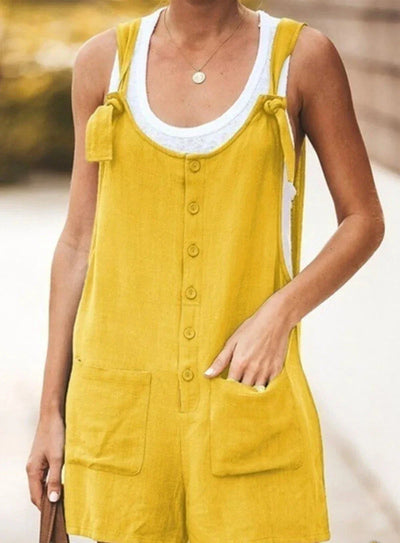 Evelyn - Fashionable monochrome button-down loose jumpsuit