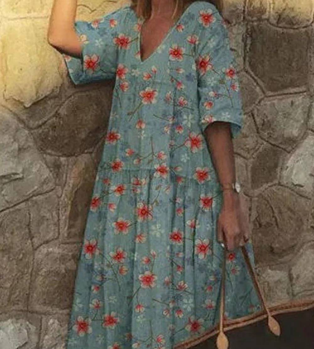Claudia - Casual V-neck dress with floral print