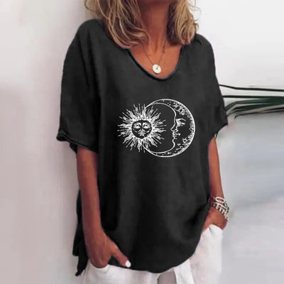 Alba - Green Floral Print Crew Neck Half Sleeve T-Shirt