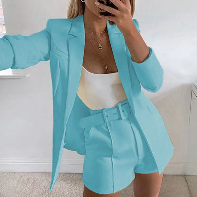 Marga - Elegant linen blazer and shorts set for women
