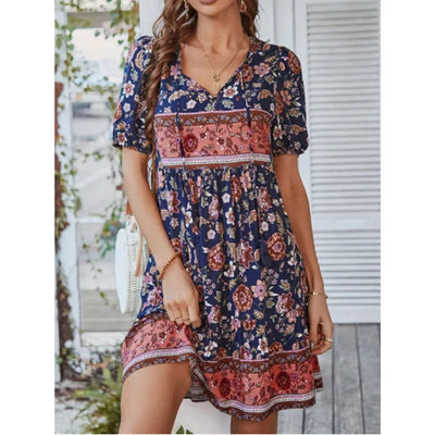 Andrea - Short-sleeved printed mini dress