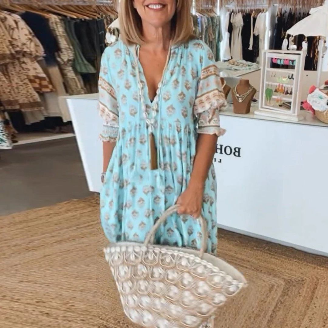 Bohemian style summer dress with a flowing design
