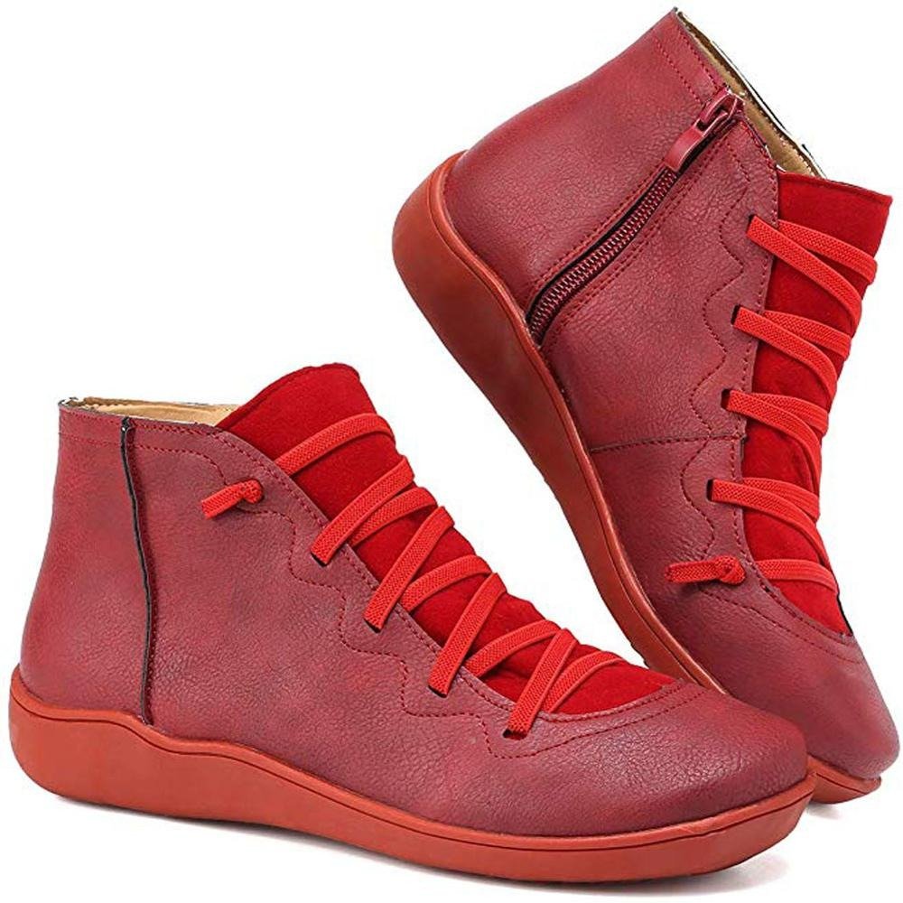 Women's Casual Short Ankle Boots with Modern Lace-Up Design