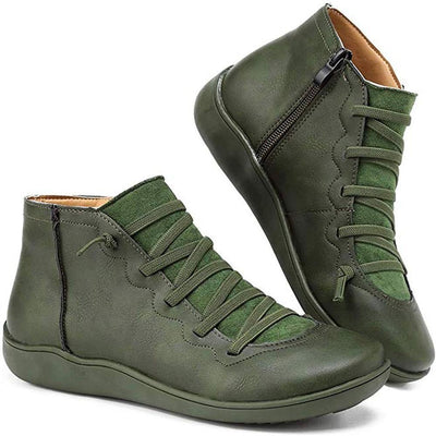 Women's Casual Short Ankle Boots with Modern Lace-Up Design
