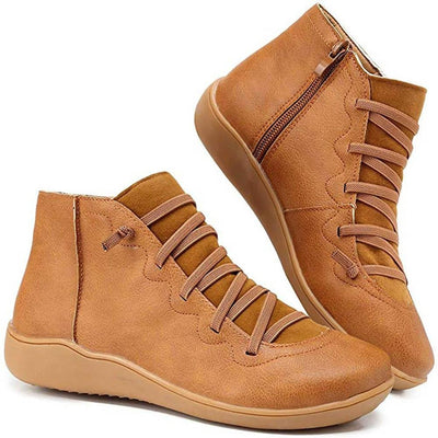 Women's Casual Short Ankle Boots with Modern Lace-Up Design
