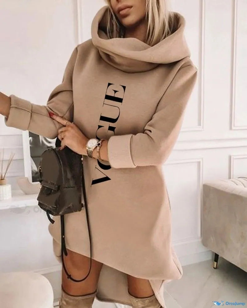 Long-sleeved sweatshirt dress with printed letters