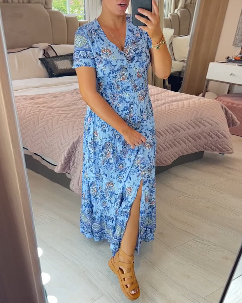 Mila - Floral print dress with V-neckline