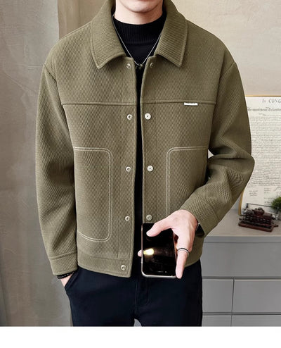 Men's Casual Polo Collar Jacket - Thick and Fashionable Coat for All Occasions